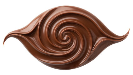 Swirl of glossy chocolate isolated PNG, delicious dessert topping on transparent background for food design and confectionery use