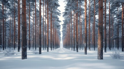 Fototapeta premium Silent Snowy Pine Forest in Winter