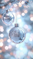 Beautiful Christmas Ornaments with Pastel Lights Creating a Dreamy Atmosphere for the Holiday Season