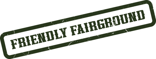 Green Friendly Fairground rectangular grunge stamp for amusement park event promotions