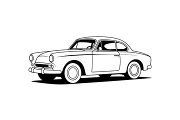 Fototapeta premium Vintage Classic Car Line Art Illustration - Retro Automobile