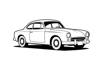 Obraz premium Vintage Classic Car Line Art Illustration - Retro Automobile