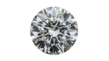 Round brilliant cut diamond PNG isolated on transparent background, gemstone for jewelry design and luxury goods