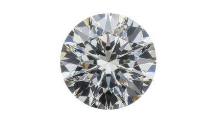 Round brilliant cut diamond PNG isolated on transparent background, gemstone for jewelry design and luxury goods
