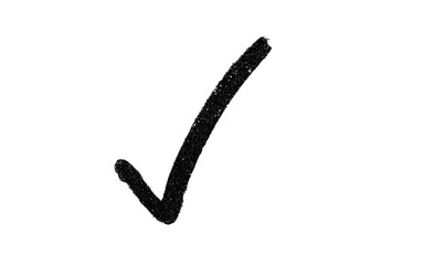 Hand drawn black check mark on white background