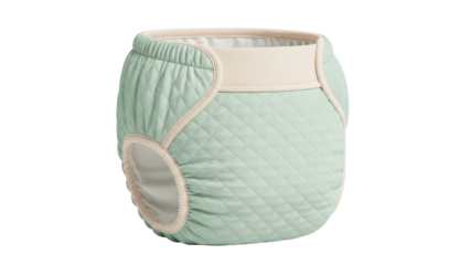 Isolated baby diaper training pants, cute pastel green color and soft elastic band design