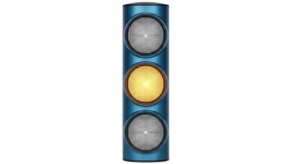 Isolated traffic signal with caution light illuminated, representing transportation safety