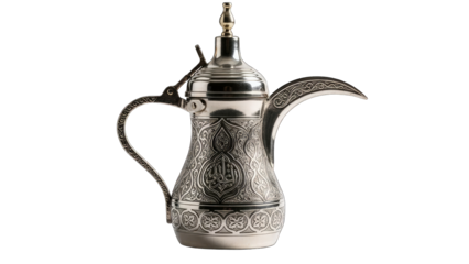 Silver Arabic Coffee Pot Isolated on White