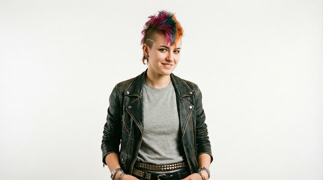 Striking punk portrait on clean white background