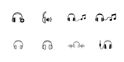 Headphones with music notes and sound waves isolated on a transparent background