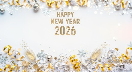New year celebration 2026 festive atmosphere holiday decorations joyful environment colorful viewpoint year-end festivities with glitter and cheer for seo impact