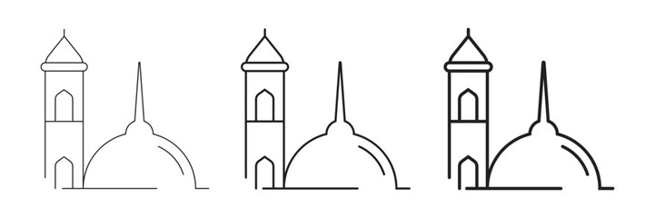 Mosque Minaret and Dome  Simple Outline Vector Icon