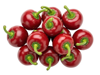 Isolated hot cherry peppers, red spicy vegetables for cooking and healthy vegetarian diet