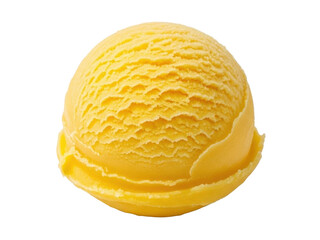 Isolated scoop of mango ice cream dessert with smooth texture and summer flavor profile