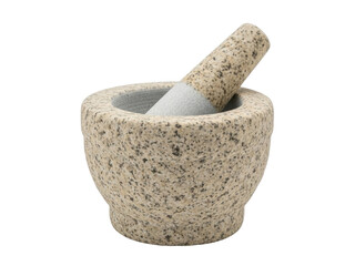 Isolated Mortar and Pestle a Traditional Kitchen Tool for Grinding Spices and Herbs