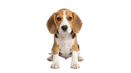 Isolated beagle puppy portrait adorable sitting on a clean background looking at the camera