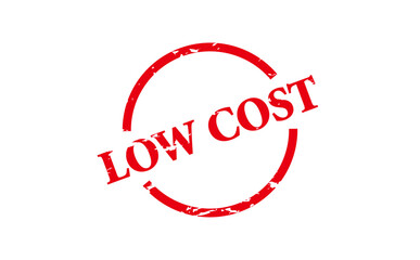 LOW COST - LOW COST text written on Red Rubber Stamp 
