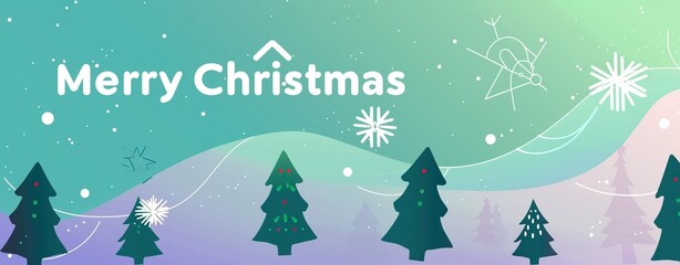 Fototapeta premium Merry Christmas and Happy New Year. Vector illustration for website banner, social media banner, greeting card, posters, covers, business and marketing