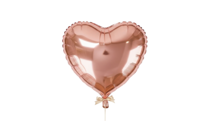Isolated rose gold heart balloon for Valentine's Day surprise or party decoration, cutout