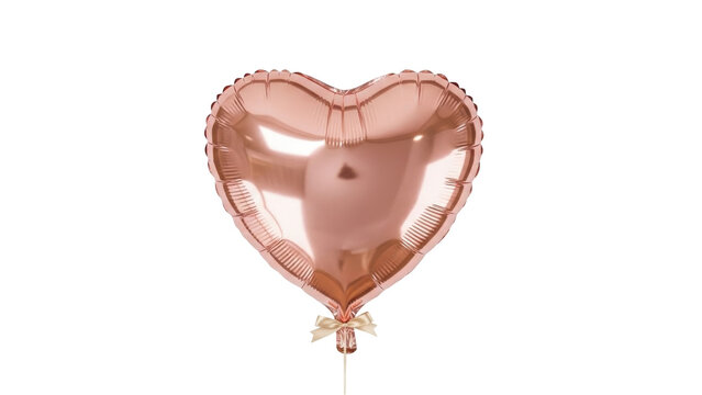 Isolated rose gold heart balloon for Valentine's Day surprise or party decoration, cutout