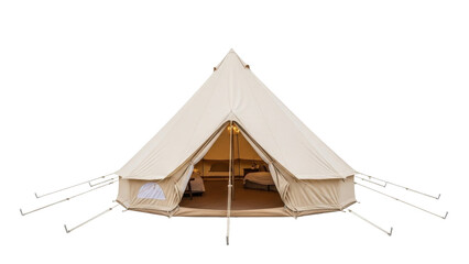 Isolated luxury camping tent outdoor shelter, glamping setup for vacation getaway, travel © David