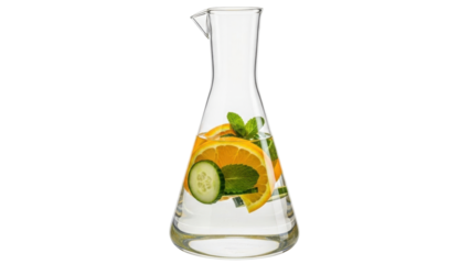 Isolated drink in carafe with orange, cucumber, and mint for detox and hydration diet concept
