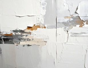 Thick white, gray, and brown abstract textured painting