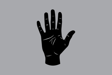 A striking black hand gesture on a gray background a powerful visual silhouette