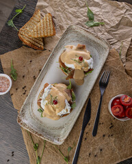 Eggs benedict with poached eggs