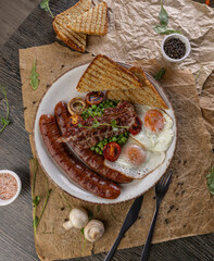 Hearty english breakfast plate