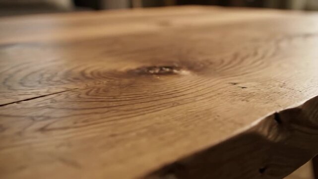 Close-up of natural edge solid wood table detail showing texture and grain.