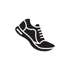 Sports shoes, sneakers black icon, flat design on white background. Vector illustration