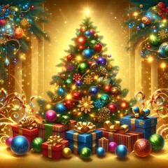 Festive Christmas Ornament and Decoration Display
