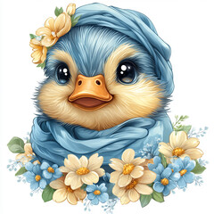 hand drawn illustration of a duck