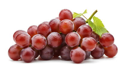 A fresh bunch of ripe red grapes with water droplets, showcasing their vibrant color and natural appeal