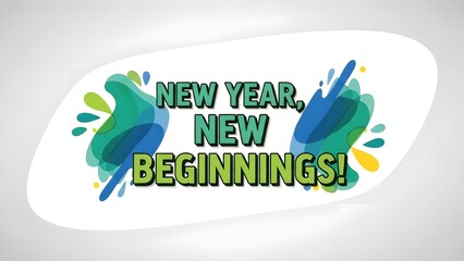New year new beginnings celebration greeting typography design isolated on white background