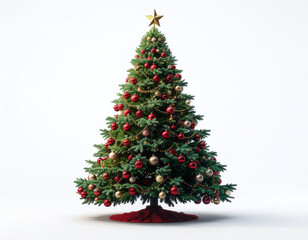 Isolated Decorated Christmas Tree on White Background