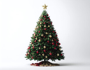 Isolated Decorated Christmas Tree on White Background