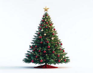 Isolated Decorated Christmas Tree on White Background