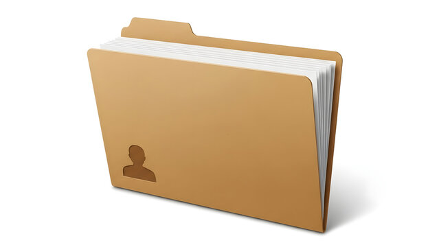 Realistic manilla file folder mockup with label isolated on transparent background