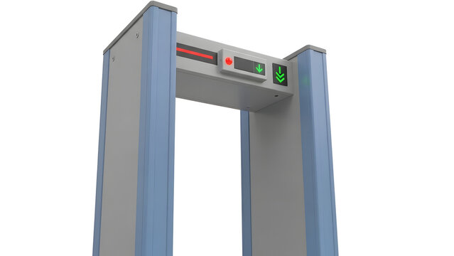 Modern metal detector frame security gate isolated on transparent background