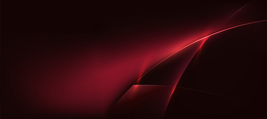 Abstract red glow curve lines on dark background © Aneg