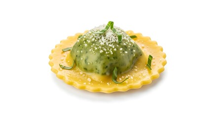 Gourmet Ravioli with Green Filling and Parmesan Cheese