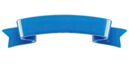 Blue Ribbon Banner on White Background
