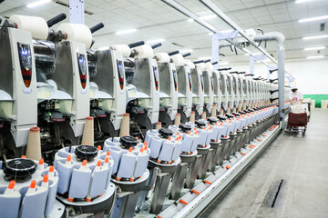 Modern spinning equipment on the production line