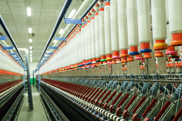 Modern spinning equipment on the production line