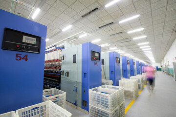 Modern spinning equipment on the production line