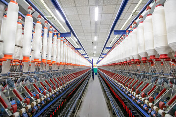 Modern spinning equipment on the production line
