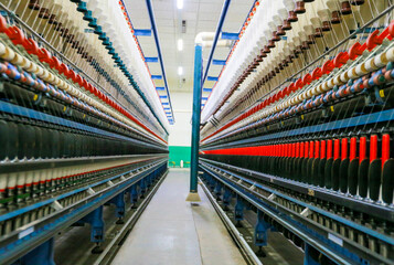 Modern spinning equipment on the production line