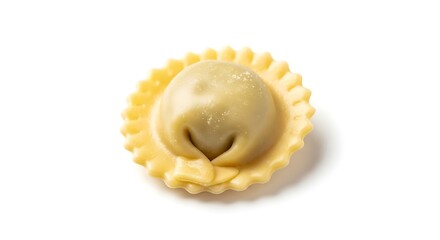 Single Uncooked Ravioli Isolated on White Background